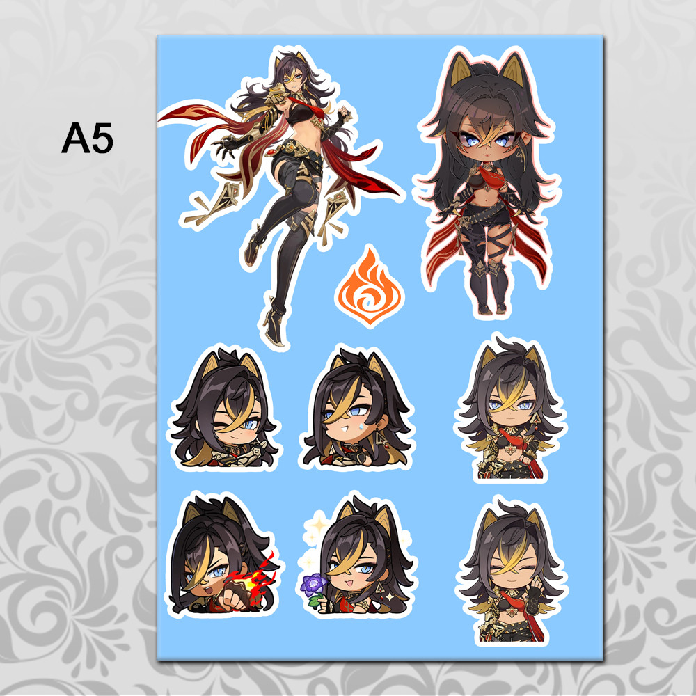 Стікери А5 Genshin Impact без порізки 37 Дакія, фото 1
