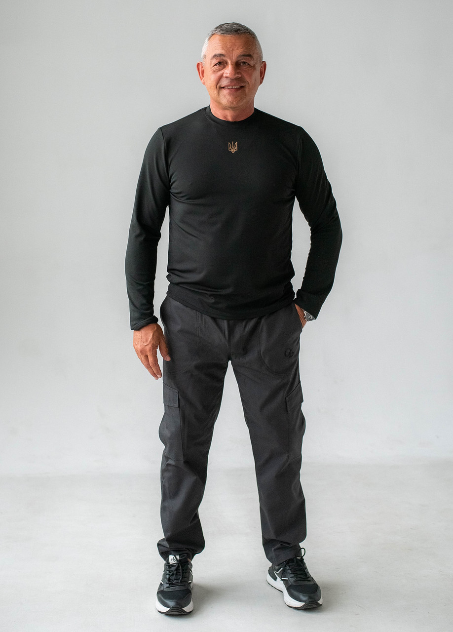 Чоловічий костюм: штани карго та лонгслів (чорний), фото 1