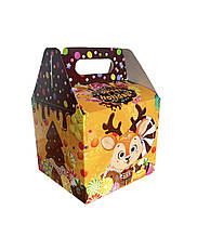 Новорічна упаковка для цукерок до 1,1 кг Жовтий куб великий