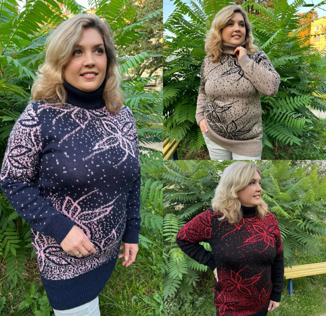 Подовжений светр під горло великі розміри, фото 1