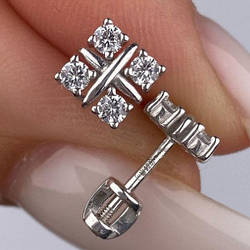 Срібні сережки-пусети родовані з фіанитами РН-230