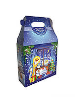 Новорічна коробка для цукерок до 700г Ніч на Миколая будиночок