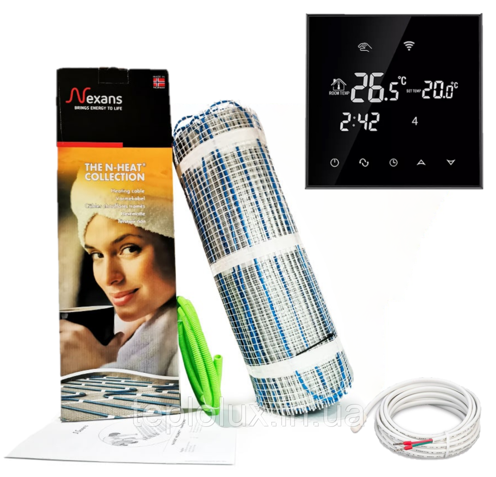 Нагрівальний мат Nexans Millimat/150 (2,0 м2) з терморегулятором Ecoset BHT 800 Wi-Fi