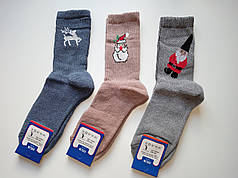 Шкарпетки жіночі зимові напівмахра модель Новорічні