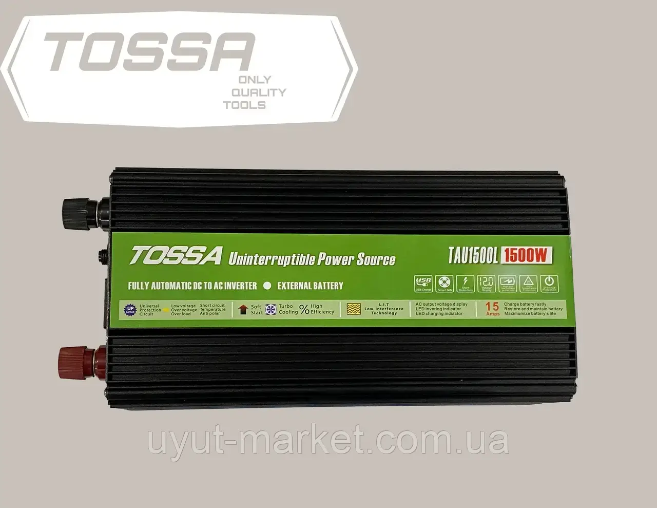 Інвертор напруги 1500W Tossa TAU1500L з функцією UPS, модифікована синусоїда зарядка 2в1