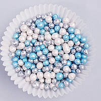 Рисовые шарики глазированные голубые-белые-серебряные Slado 50 г (развес)