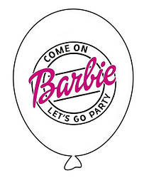 Кулька гелієва 30 см біла "Barbie" ціна за одну кулю
