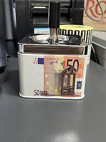 Попільничка "Юла. 50 Євро", квадратна, металева подарунок сувенір