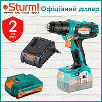 Дрель-шуруповерт аккумуляторная Sturm CD3220CL + Аккум бат. 2 А/ч + Зарядное устройство. 20 Вольт.