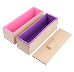 Прямокутна силіконова форма для мила 1200 г в дерев’яному ящику з кришкою