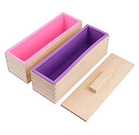 Прямокутна силіконова форма для мила 1200 г в дерев’яному ящику з кришкою