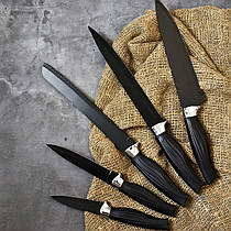 Набір кухонних ножів Чорні 6 шт., кухонні ножі, ніж для чищення овочів | набор ножей для кухни