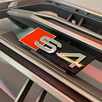 Решітка радіатора AUDI (Ауди) A4 B9 (2016-2019) Хром рамка і логотип, сіра сітка, сріблясті ребра, стиль S4, фото 5