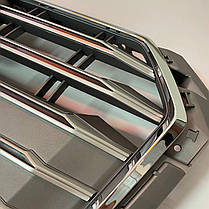 Решітка радіатора AUDI (Ауди) A4 B9 (2016-2019) Хром рамка і логотип, сіра сітка, сріблясті ребра, стиль S4, фото 4