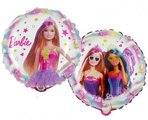 Фольгована куля коло двостороння 45 см з малюнком "Barbie"