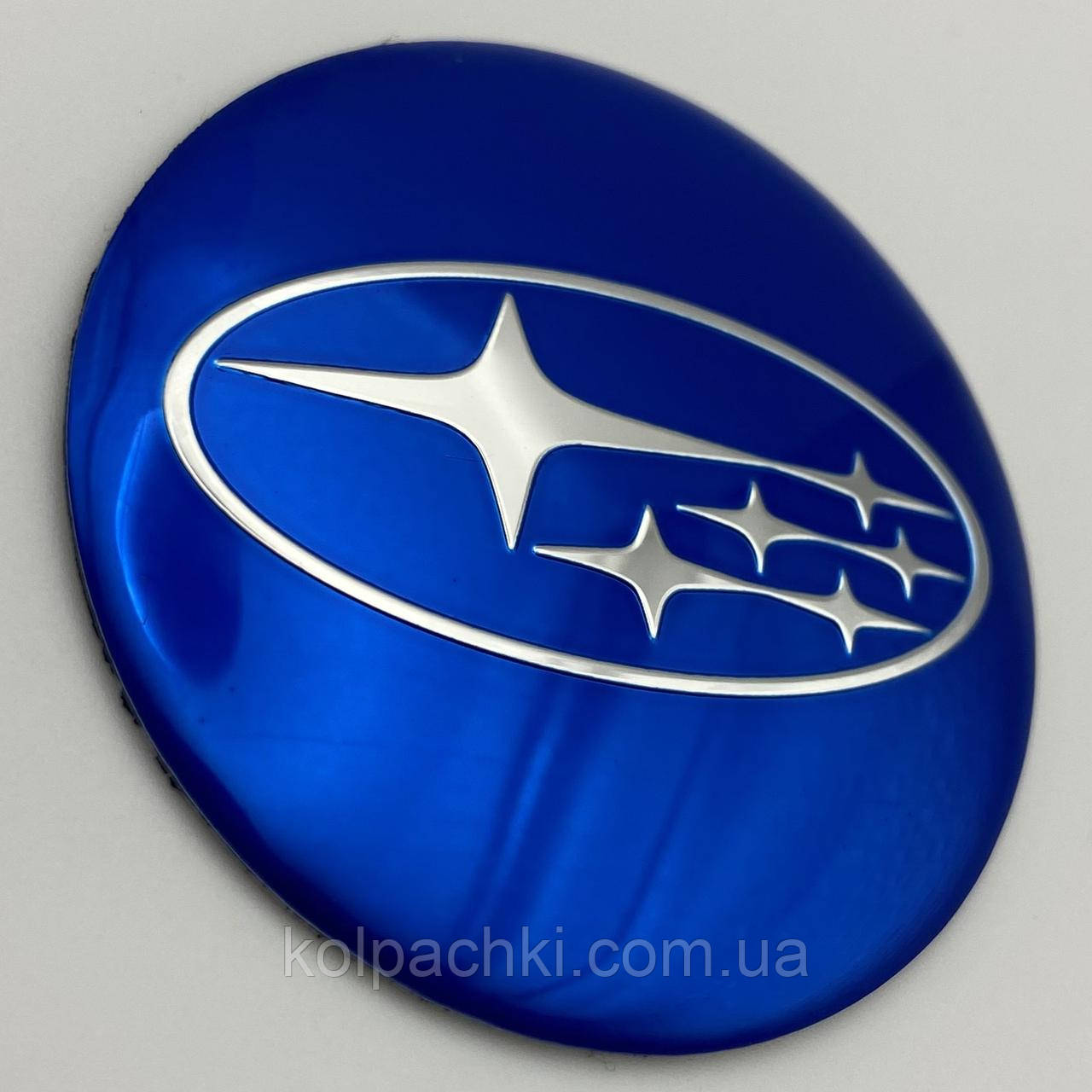 Наклейка для ковпачків із логотипом Subaru 60 мм синя