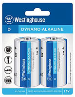 Батарейка WESTINGHOUSE DYNAMO ALKALINE DLR20 BLISTER 2шт елемент живлення 6LR61 9V квадратна D LR20 BATTERY DE