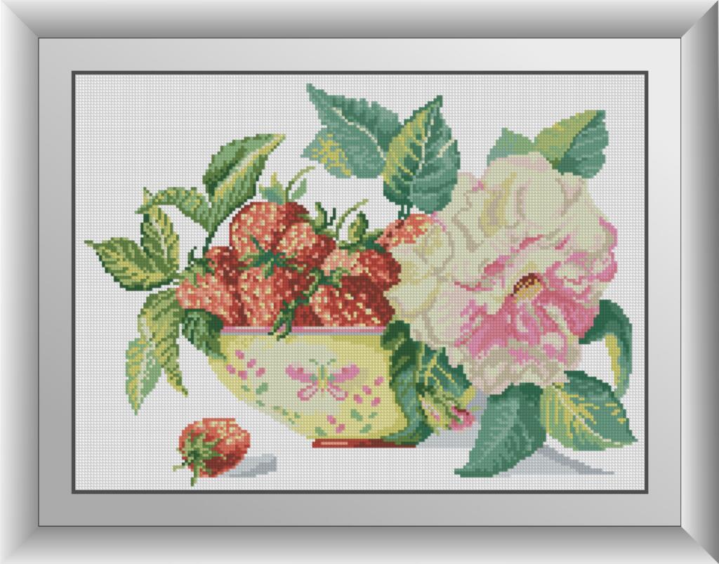 Картина алмазами Dream Art Полуниця і півонія (DA-30616) 35 х 48 см (Без підрамника), фото 1