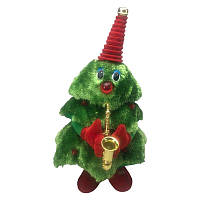 Поющая музыкальная новогодняя ёлка на батарейках Мягкая игрушка для детей Танцующая елка 40 см