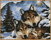 Картина из страз Babylon Семья волков (ST1023) 40 х 50 см (На подрамнике)