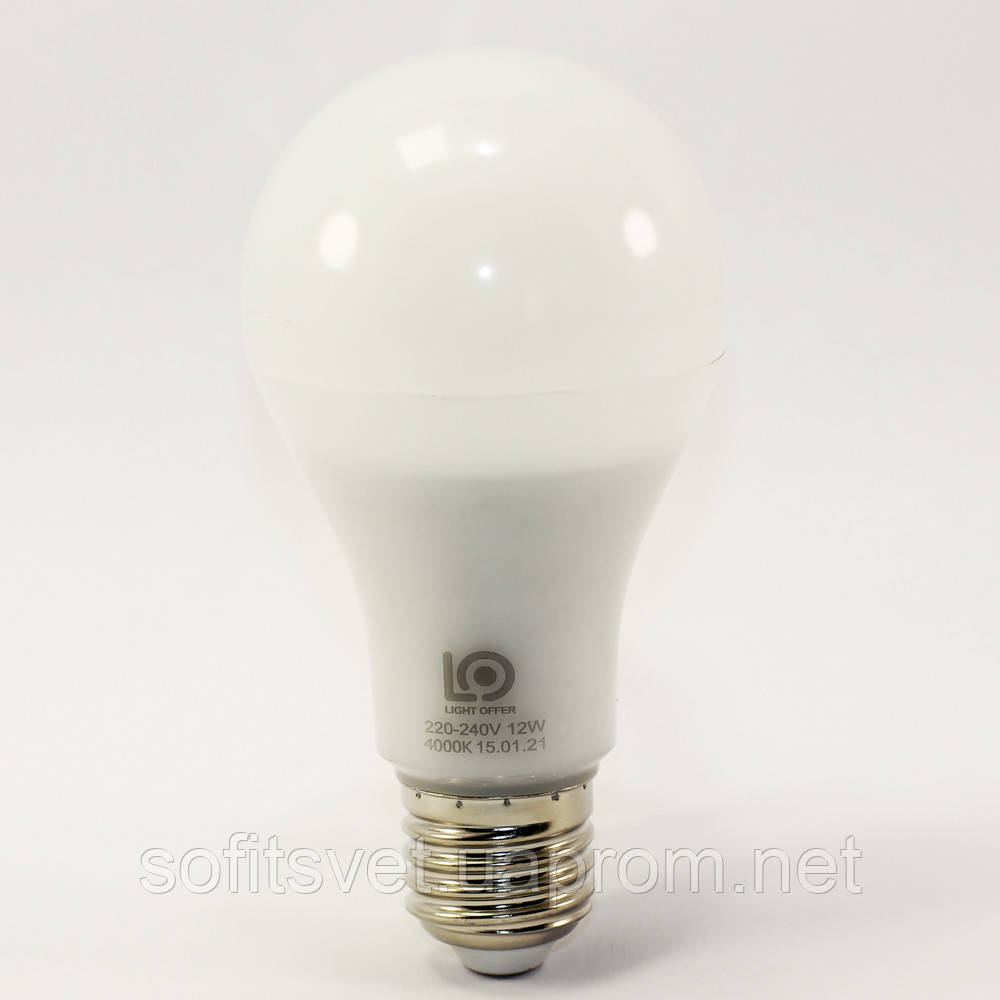 Лампа світлодіодна A65 LightOffer LED-12-022 12W 4000K 220V E27