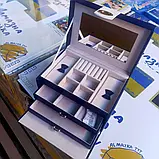 🤍Скринька жіноча для прикрас зі шкірозамінника Хрестики, з замочком і дзеркалом, розсувна, 4 кольори, фото 3