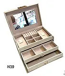 🤍Скринька жіноча для прикрас зі шкірозамінника Хрестики, з замочком і дзеркалом, розсувна, 4 кольори, фото 4