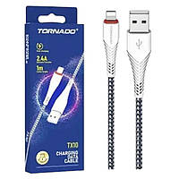 Кабель USB-Lightning TORNADO TX10 (2,4A/1м) белый
