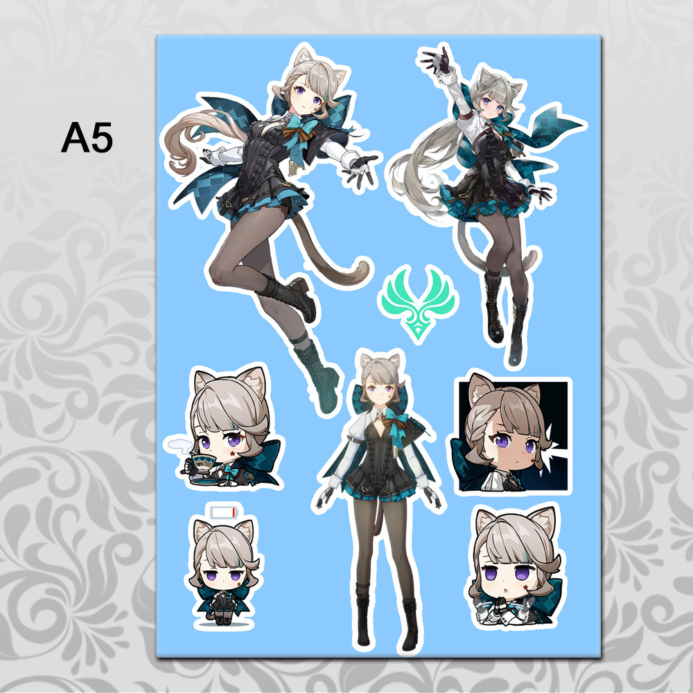 Стікери А5 Genshin Impact без порізки 43 Лінетт, фото 1