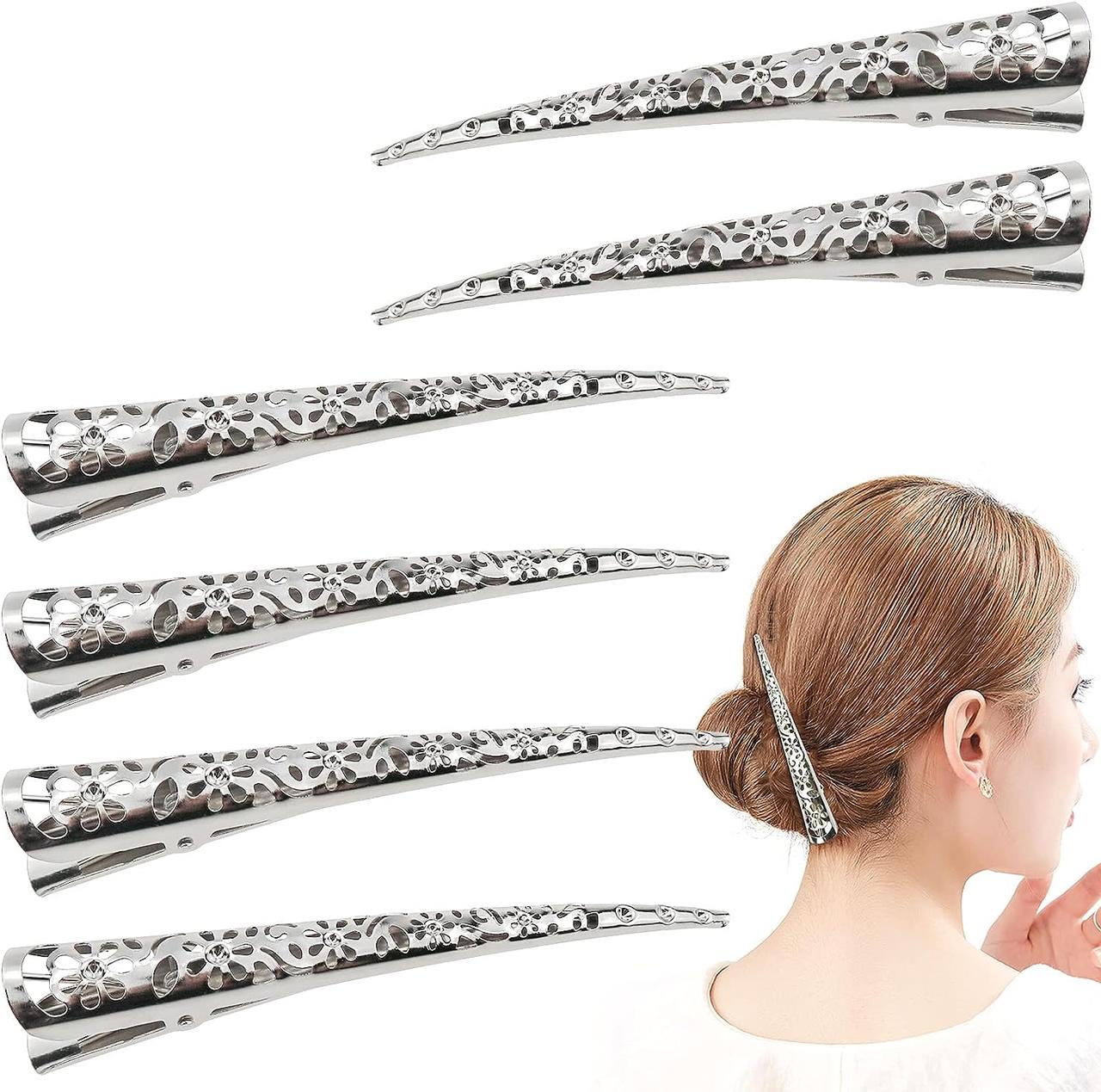 DonLeeving 6 шт. Затискачі для волосся Duckbill Hollow Style Металеві затискачі для волосся Alligator Шпильки для волосся Duckbill