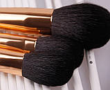 Набір пензлів для макіяжу з натуральним волокном Zoreya Maestro white 22 шт в чохлі, фото 6