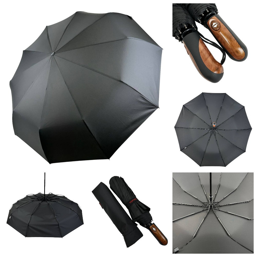 Оптом Сімейна складна парасолька-автомат з великим куполом та декоративною вставкою під дерево, 902