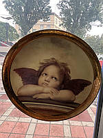 Порцелянова настінна сувенірна тарілка , Німеччина, позолота, ангелочок, 27см