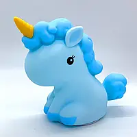 💚Силіконовий бездротовий RGB світильник-нічник "Єдиноріг" з USB, Блакитний