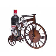 Дерев'яна підставка під пляшку "Велосипед" з рюмками в наборі 