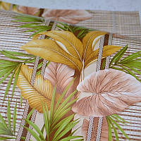 Бумажные влагостойкие Обои для стен с рисунком под бамбук с крупными листьями, коричневые 0,53*10м