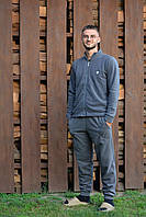 Флісовий теплий чоловічий костюм / домашній костюм. замок, сірий