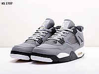 Мужские кроссовки Nike Air Jordan 4 Retro Grey Обувь Найк Джордан Ретро IV серые кожаные