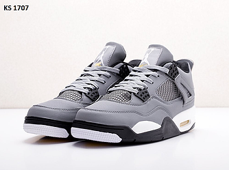 Кросівки чоловічі Nike Air Jordan 4 Retro Cement Oreo White Grey Взуття Найк Джордан Ретро IV білі з сірим