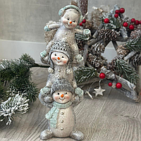 Новогодняя статуэтка под елку "Веселые снеговики", 19 см