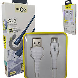 Мікро юсб S2 кабель для зарядки телефону і передачі даних mikro USB 3А провід зарядний 1м