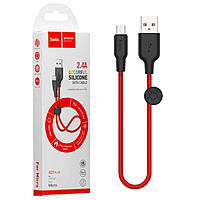 Кабель USB-Micro Hoco X21 Plus (2.4А) 0,25м черно-красный