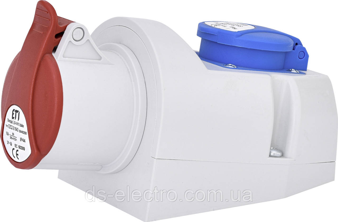 Розетка комбінована EZCZ-S-1643 IP44 (16A, 400V/230V, 3P+PE / EE 16S Schuko)