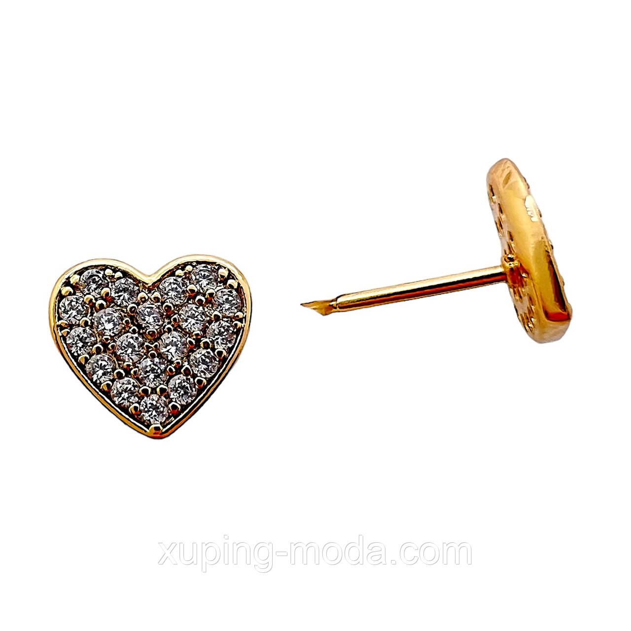 Сережки серця xp. 9 мм. 18 к