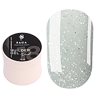 SAGA Professional Builder Gel Veil № 18 - гель для наращивания, молочный с блестками, 30 мл