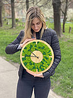 Настінний годинник зі стабілізованим мохом 30 см MiNature Moss