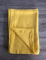 Одеяло Муслин льняное детское легкое 135*105 см, пеленка простынь хлопок, муслиновое натуральное летнее желтый