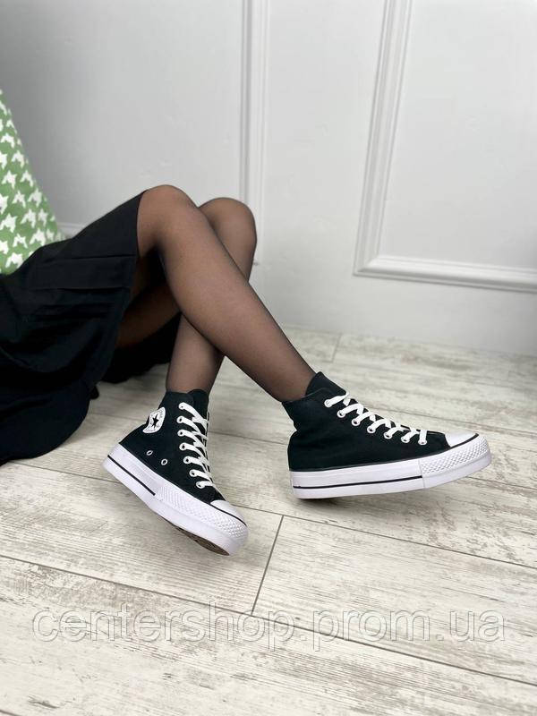 Кеды высокие Converse женские на высокой подошве, Кеды конверс черные высокие на платформе 36-40 размер - фото 3 - id-p1963478479