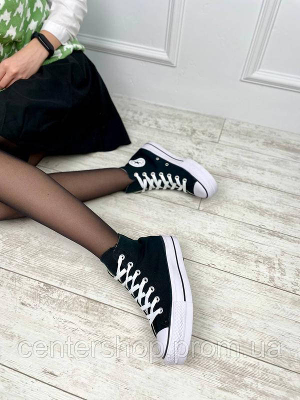 Кеды высокие Converse женские на высокой подошве, Кеды конверс черные высокие на платформе 36-40 размер - фото 7 - id-p1963478479