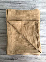 Одеяло Муслин льняное детское легкое 135*105 см, пеленка простынь хлопок, муслиновое натуральное летнее бежевый